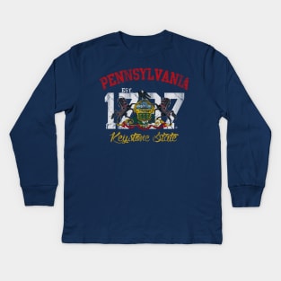 Vintage Pennsylvania Keystone State Kids Long Sleeve T-Shirt